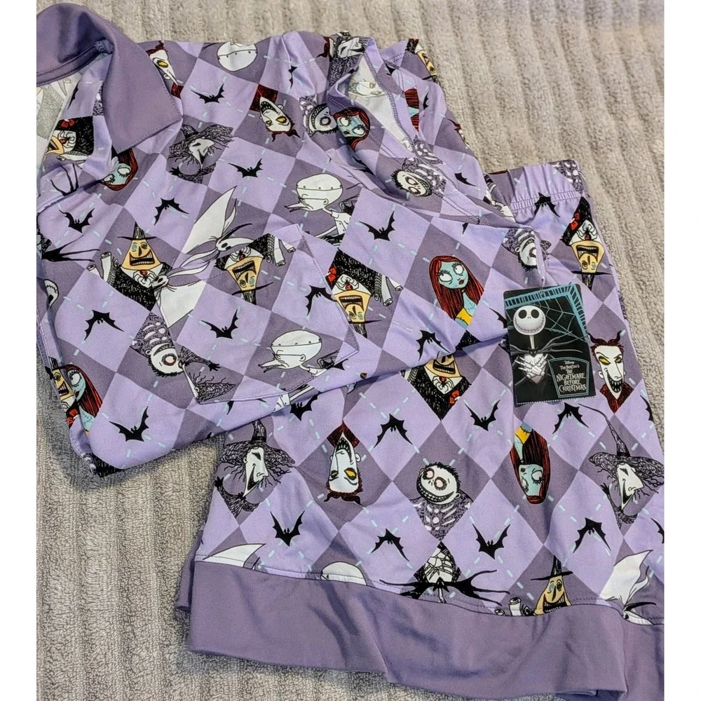 Disney Nightmare Before Christmas Lavender Argyle‎ Pajama Shorts Set 2X NWT - Picture 10 of 11